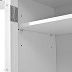 78 Inch Kitchen Pantry Cabinet with Power Outlet, White | White P2 MDF, kitchen or dining room, power outlet, USB ports, glass doors, drop-down surface, 3 drawers, adjustable shelves