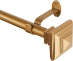 Elrene Home Fashions Florence Single Curtain Rod with Stacked Square Finials, 1" Diameter, (Soft Gold), (48X86)