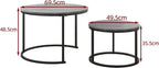 HOJINLINERO Round Coffee Table,Nesting Coffee Table Set of 2,Center Tables for Living Room,Office, Home Small Space,Stacking Side Tables,Sturdy and Easy Assembly,Wood Desktop,Black+Warm Grey,Large