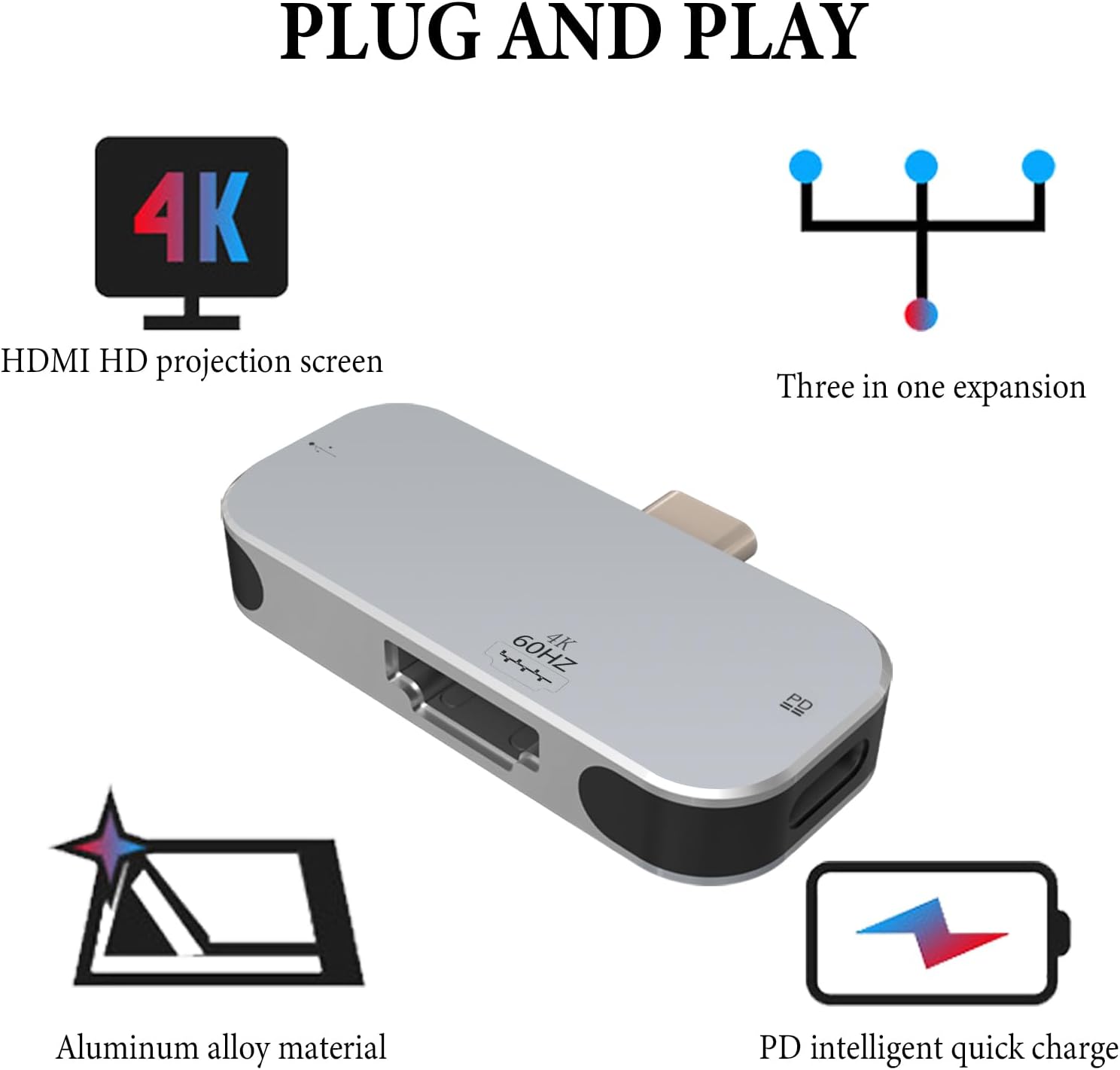 Geekria TV Dock Station Compatible with Nintendo Switch/OLED Portable Replacement, Game Accessories with 4K/1080P HDMI 3 in 1 HDMI/2 Type-C