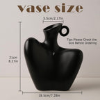 Ceramic Vase, Human Body Vase for Home Decor, Modern Minimalist Boho Vase for Living Rooms, Bedrooms, Shelves, Dining Tables, Bathrooms, and Offices (Black)