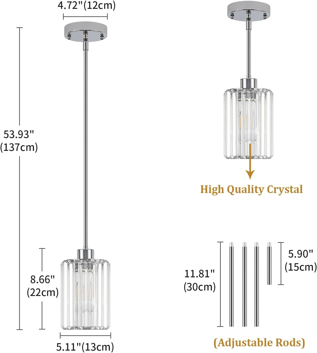 2 Pack Crystal Pendant Lights Kitchen Island Chrome Kitchen Pendant Lighting Over Island Modern Dining Room Light Fixtures Hallway Lights Adjustable Hanging Pendant Light for Bathroom Entryway Bedroom