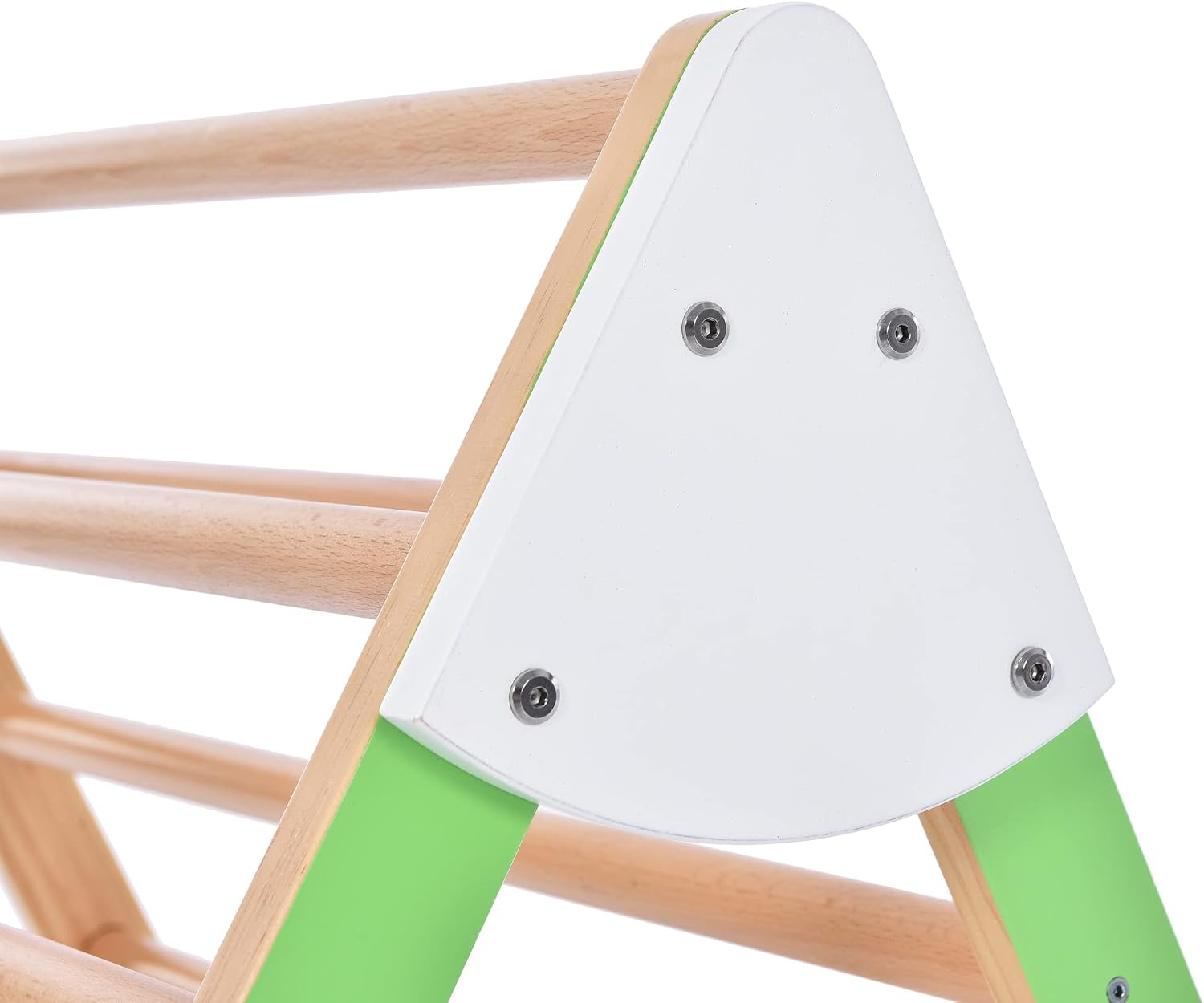 Wooden Climbing Triangle Toys Indoor Arc Climber Jungle with Ramp and Arch Toy Rocker, Reversible Multifunction Playset Natural Wood Playground BD269