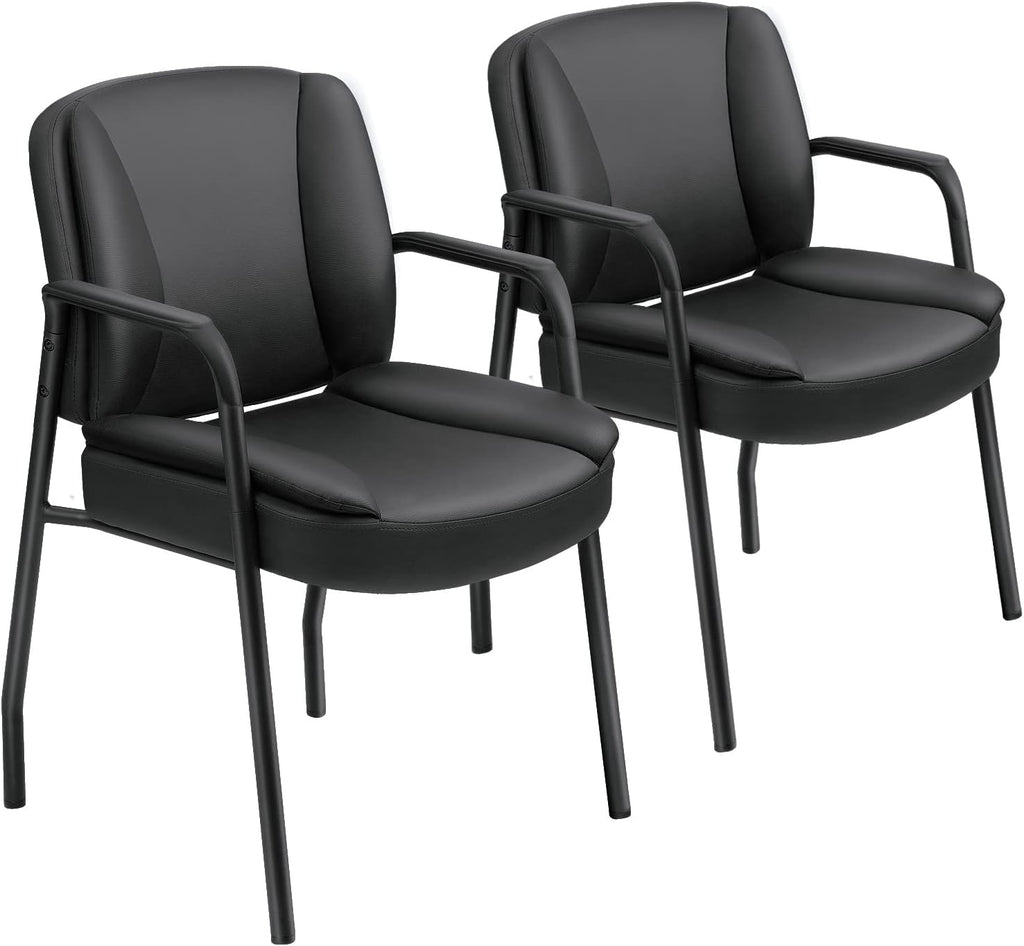 JUMMICO Office Guest Chair Reception Chair for Office Reception Lobby PU Leather Waiting Room Chair with Armrests Executive Office Chair Upholstered Set of 2