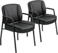 JUMMICO Office Guest Chair Reception Chair for Office Reception Lobby PU Leather Waiting Room Chair with Armrests Executive Office Chair Upholstered Set of 2