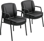 JUMMICO Office Guest Chair Reception Chair for Office Reception Lobby PU Leather Waiting Room Chair with Armrests Executive Office Chair Upholstered Set of 2