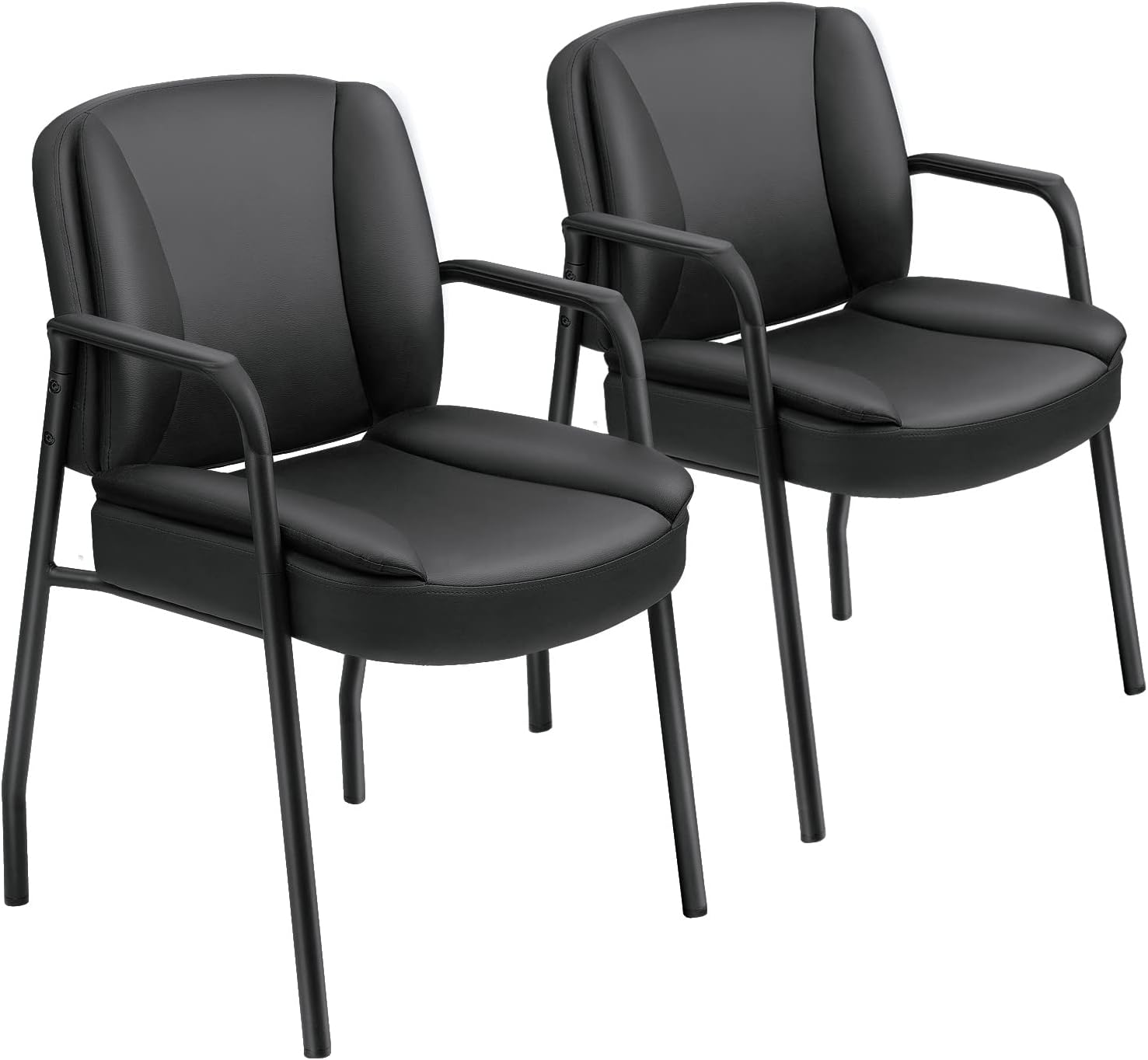 JUMMICO Office Guest Chair Reception Chair for Office Reception Lobby PU Leather Waiting Room Chair with Armrests Executive Office Chair Upholstered Set of 2