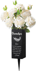 Geosar Grandpa Cemetery Vases for Grave Metal Cemetery Grave Flower Vase Memorial Flower Holder with Spike Floral Graveyard Decorations for Burial Ground Lawn Yard Funeral