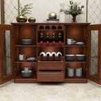 Entryway Cabinet Chinese Creative Solid Wood Wine Cabinet Restaurant Multifunctional Dining Sideboard Home Kitchen Storage Cabinet Sideboard Storage Cabinet