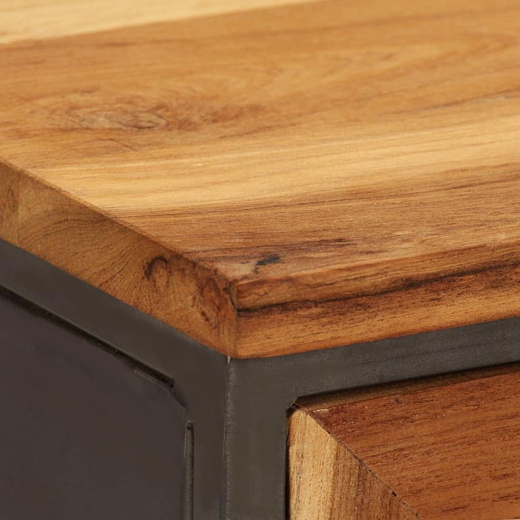 Brown and Grey Recycled Teak and Steel Medium Sideboard with Unique Wood Grain and Sturdy Construction for Living Dining Room Storage