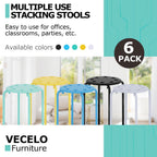 VECELO 6-Piece Stacking Stools, 17.7 Inch Standard Height, Portable Stackable Colorful Decoration Stools for School Classroom and Office Use, White