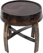 Whiskey Barrel Table 24 Inch Tall Wine Barrel End Table Rustic Round Wooden Bourbon Coffee Oak Side Table Handcrafted Whiskey Barrel Accent Table for Living Room, Bedroom, Office, Brown