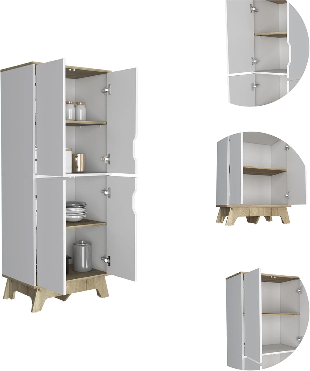Rectangle Kitchen Pantry Light Oak and White,Buffet Kitchen Sideboard,for Kitchen,Dining Room,15.7 * 23.6 * 59.2