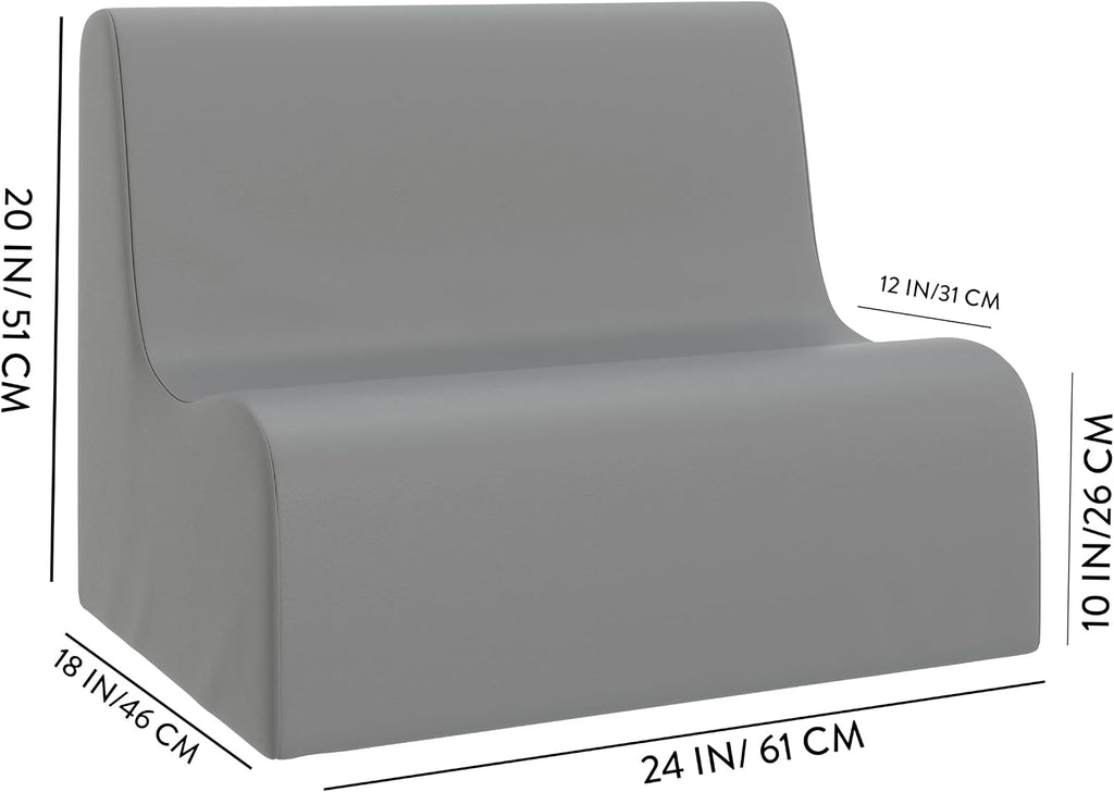 Children's Factory Medium Contour Sofa, Mix-and-Match Kids Chairs, Sofas, Corner Ottomans and Cubes, Foam-Filled and Water-Resistant, Flexible Seating for Classroom Elementary, Deep Water Kids Couch