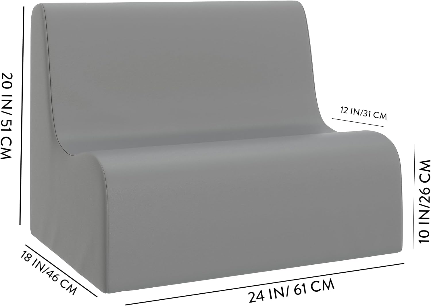 Children's Factory Medium Contour Sofa, Mix-and-Match Kids Chairs, Sofas, Corner Ottomans and Cubes, Foam-Filled and Water-Resistant, Flexible Seating for Classroom Elementary, Deep Water Kids Couch