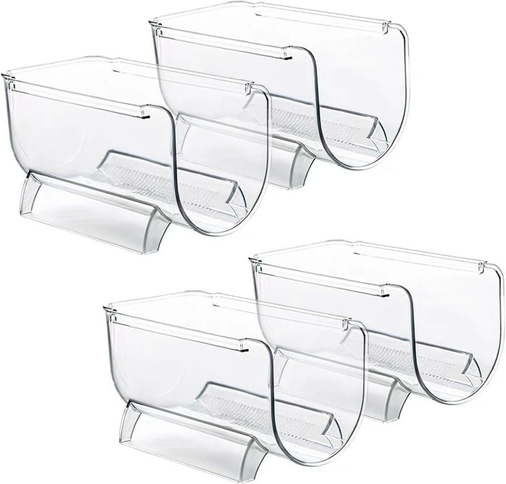 4 Pack Bottle Rack, Fridge Organizer Bottle Rack, Stackable Wine Rack Plastic Bottle Holder (4)