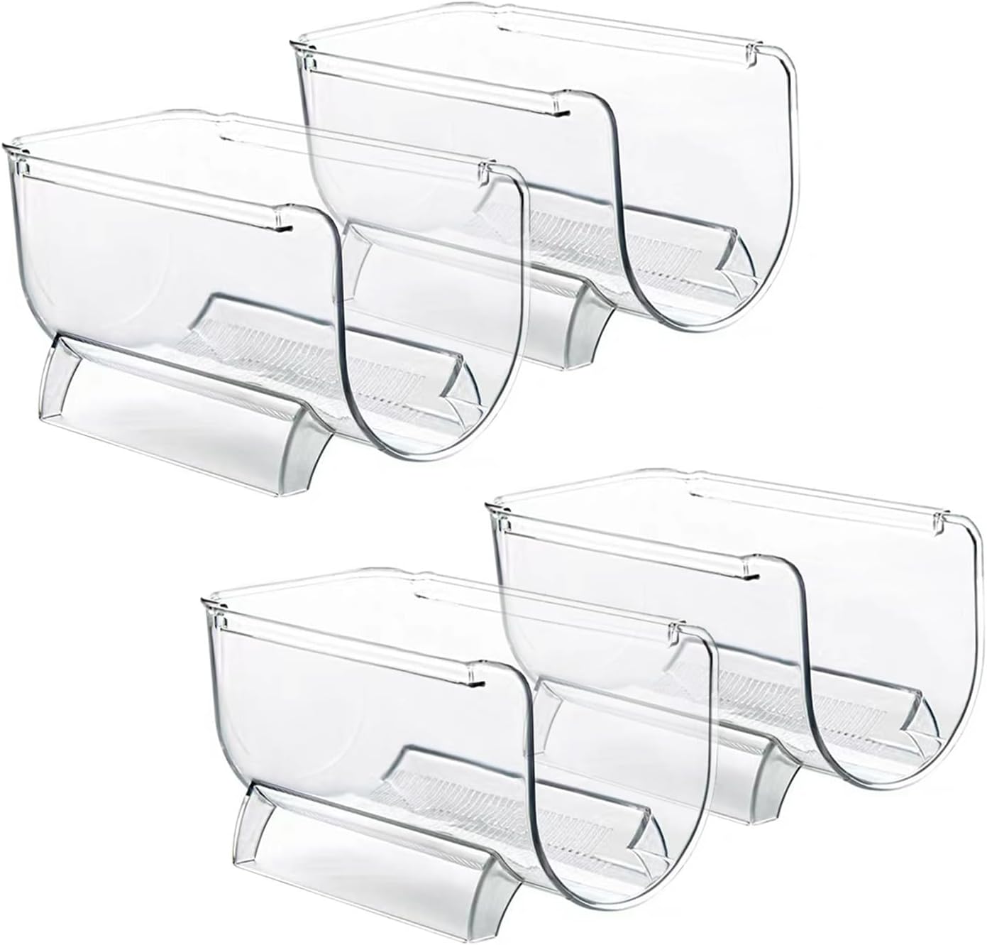 4 Pack Bottle Rack, Fridge Organizer Bottle Rack, Stackable Wine Rack Plastic Bottle Holder (4)