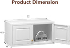 Polup Wall Cabinet with Doors，Pantry Cabinets for Kitchen Storage, Small Top Cabinet, for Dining Room, Living Room, Bathroom, 16" D x 32" W x 15" H, White, Assembly Required