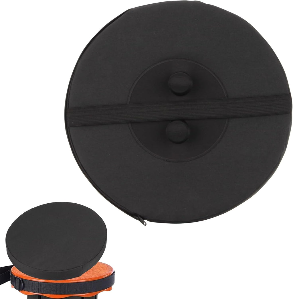 Telescopic Stool Cushion with Memory Foam, Round Thickened Collapsible Stool Chair Pads, Retractable Folding Stool Cushion with Elastic Strap, Fits Round Retractable Folding Stools, 1 Pack