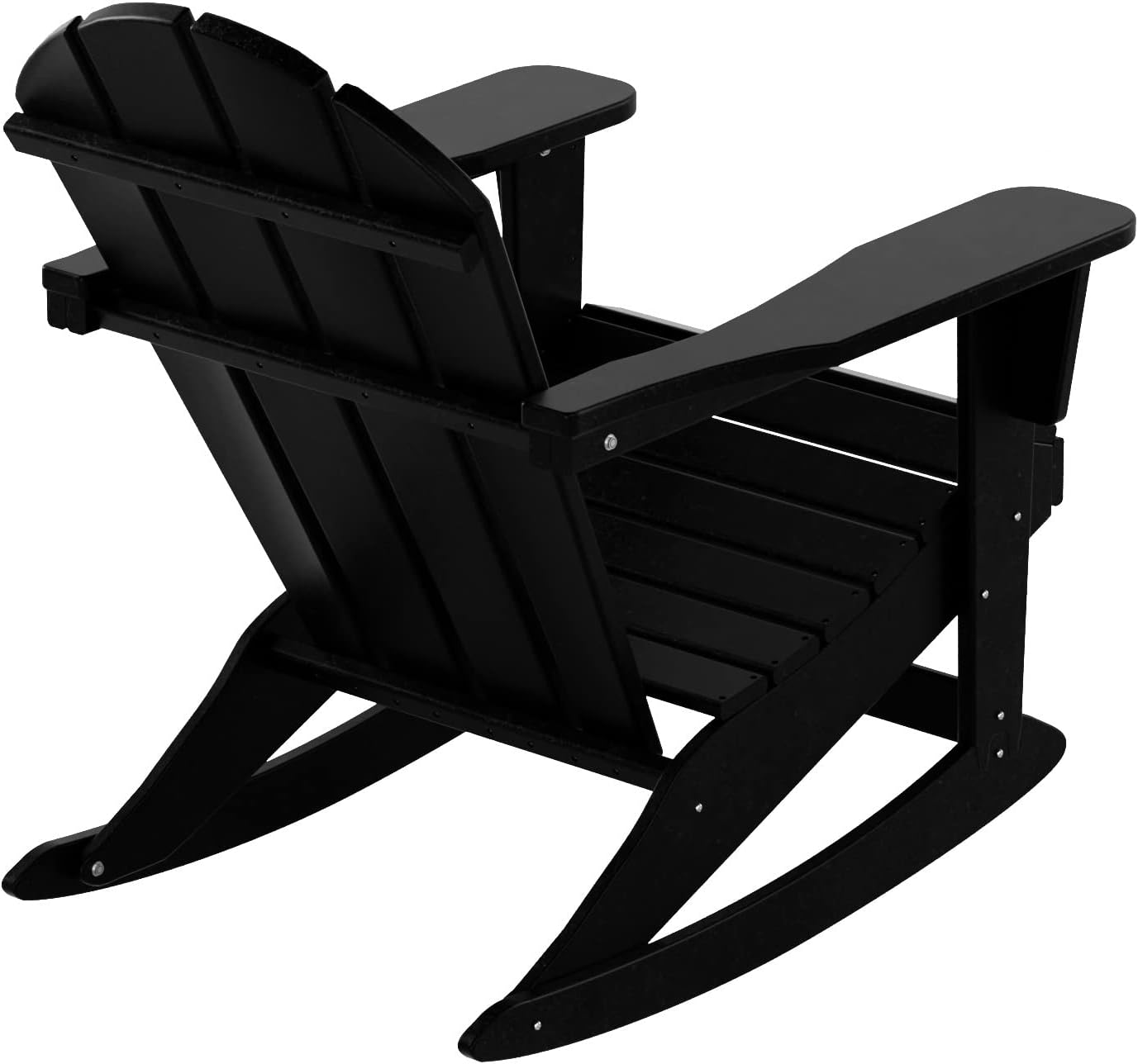 HDPE Laguna Outdoor Rocking Poly Adirondack Chair with Side Table 3-Piece Set, Black