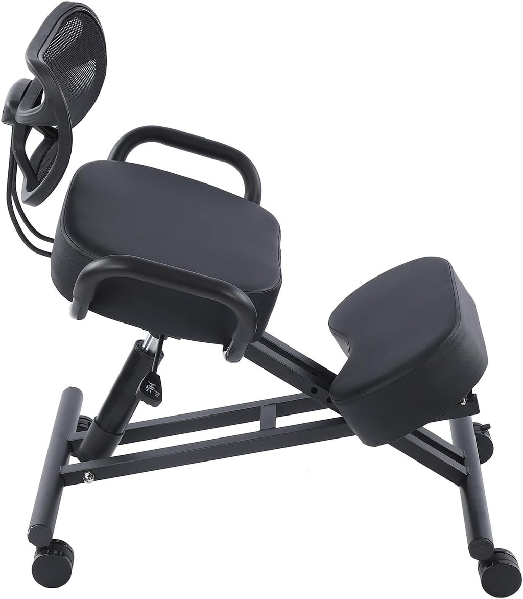 Ergonomic Kneeling Chair with Back Support Adjustable Height Angle Cushion Footrest,Breathable Mesh Backrest,100KG Load Capacity,for Home,Office & Garage Use