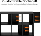 Sweetcrispy 6 Cube Storage Organizer - Open Cube Bookshelf with 3 Removable Back Panels, Display Storage Bookcase for Living Room, Bedroom, Entrance Hall, Home Office，36" Lx11.6 Wx24 H, Deep Black