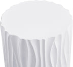ø15.75'' Faux Stone Round Side Table Circle End Table for Living Room, Modern Unique Wavy Fluted Design, MGO Material for Indoor & Outdoor, No Assembly, White