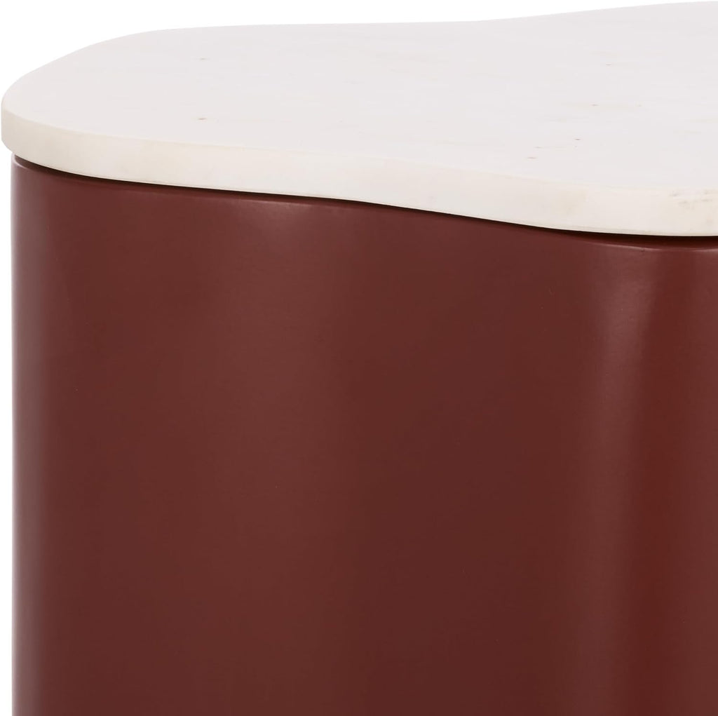 SAFAVIEH Home Collection – Kanon Bordeaux Base & White Marble Top Accent Table, Sculptural Modern Design, Fully Assembled (ACC3235B)