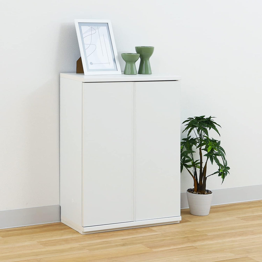 Shirai Sangyo PTS-8560D WH Under-Counter Storage Rack, Door Type, Cabinet, Wooden, Combined Width for Kitchen and Dining Room, Simple Design, White, Width 23.6 inches (60 cm), Depth 11.7 inches (29.6