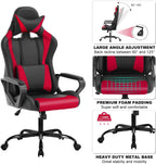 Ergonomic Gaming Chair, High Back PU Leather Office Chair with Adjustable Lumbar Support & Headrest – Swivel Computer Desk Chair for Adults, Teens, Kids – Heavy Duty Executive Red Game Chair-Red