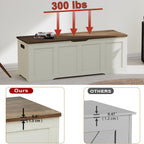 Timberer 47.2" Storage Chest, Extra Large Storage Trunk with 2 Safety Hinges, Wooden Storage Bench, Shoe Bench, Entryway Bench for Living Room, Bedroom, Brown and Rustic White