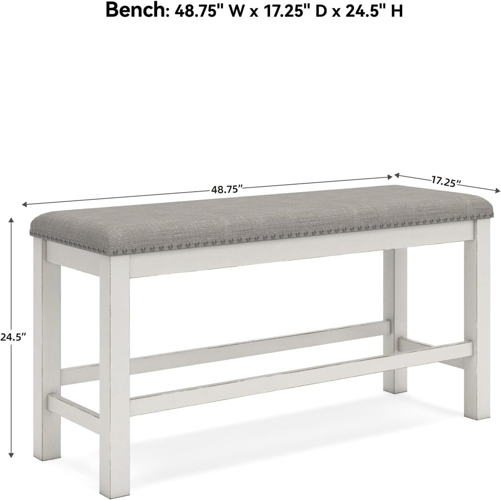 Signature Design by Ashley Robbinsdale 49" Counter Height Dining Bench, Antique White