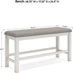 Signature Design by Ashley Robbinsdale 49" Counter Height Dining Bench, Antique White