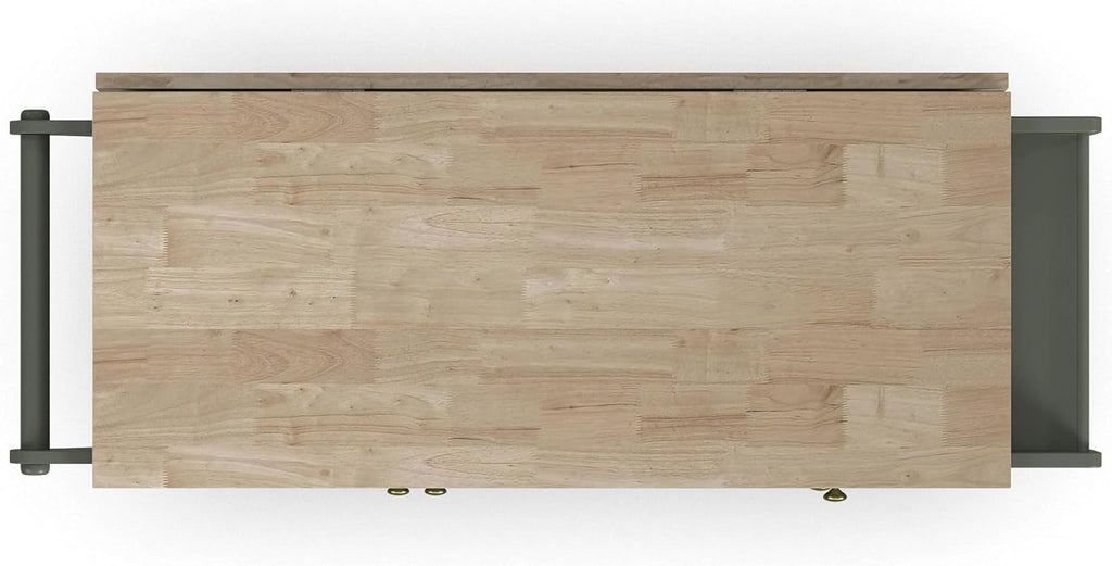 Homestyles Mobile Kitchen Island Cart with Wood Top and Dropleaf Breakfast Bar, 18" D x 53.5" W x 36" H, Green