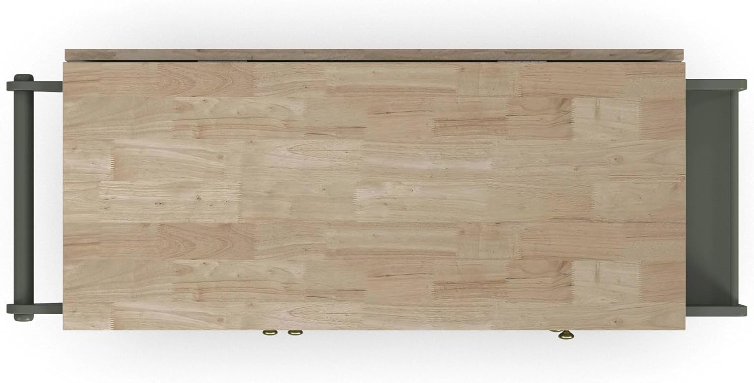 Homestyles Mobile Kitchen Island Cart with Wood Top and Dropleaf Breakfast Bar, 18" D x 53.5" W x 36" H, Green