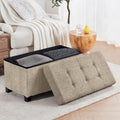 Ornavo Home 30 Inch Storage Ottoman, Large Storage Bench, Ottoman with Storage with Legs, Foot Rest Stool, Bedroom Bench - Tan/Taupe