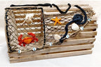 Decorative Lobster Trap Decor – Well Crafted Distressed Wood - Features Fishnet, Seashells Crab Starfish - Nautical Decorations for Home, Boats and Beach House - Decorative Crab Trap Gift Box