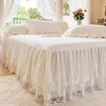 Queen Size Lace Ruffled Bed Skirt, 17 Inch Drop Easy Fit Bedskirt Bed Sheet for Hidden Box Spring & Under Bed Storage