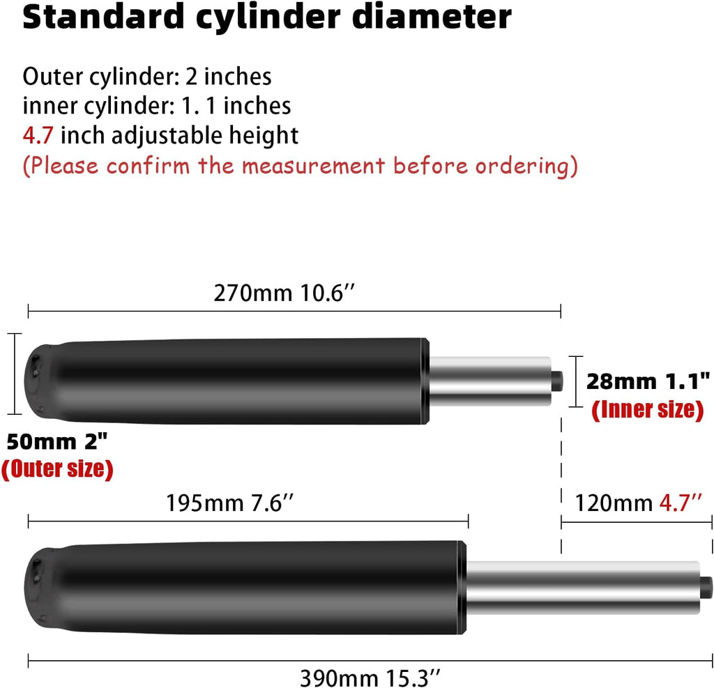 4.7 inch Office Chair Gas Lift Cylinder-Office Chair Replacement Parts,Universal Size Fits Most Chairs,Heavy Duty Gas Lift Hydraulic/Pneumatic Piston for Office Chair