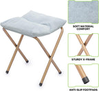 Magshion Oversized Folding Chair for Adults, Reading Chair with Ottoman, Faux Fur Fluffy Circle Accent Seat Comfy Living Room Lounge Chair for Bedroom Corner, Dorm, Apartment (Blue)