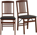POWERSTONE Folding Dining Chairs Set of 2, Space Saving Foldable Kitchen Chairs with Padded Seat, Slatted Backrest, Solid Wood Frame, No Assembly for Dining Room Apartment Small Spaces