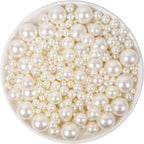 1300PCS Pearls for Vase Filler,Ivory Pearl Beads with No Hole,Vase Filler Fake Pearls, Artificial Plastic Pearl Beads for Table Scatters, Wedding Party,Decoration