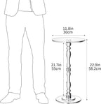 Acrylic Side Table, Classic Roman Column Pedestal End Table for Living Room, Bedroom,Balcony，Easy Assembly (Clear, Large)