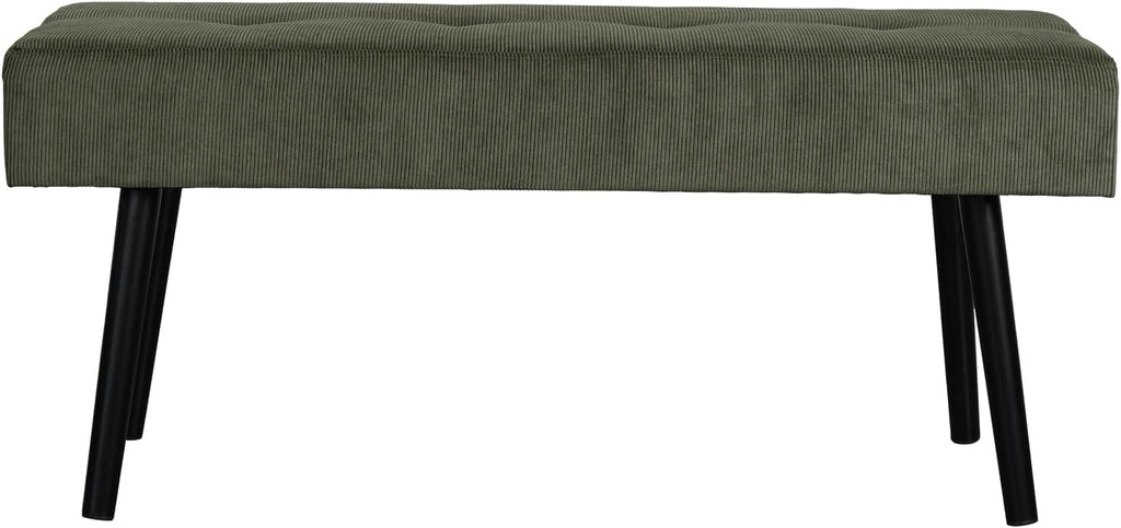 Comfy to go Entryway Bench - Green Bench for Bedroom, Modern Ottoman End of Bed, Corduroy Padded Benches for Living Room, Foyer, Mudroom, Hallway - 39" L x 14" W x 17" H