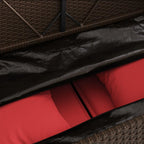 Patio Bench with Cushions, Brown Poly Rattan Outdoor Storage Bench with Waterproof Bag and Thick Cushion