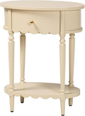Bali & pari Liba End Table - 1-Drawer Accent Table with Scalloped Detailing and Open Shelf Storage for Hallway, Entryway, and Living Room
