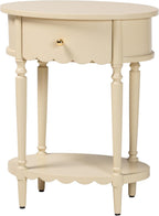 Bali & pari Liba End Table - 1-Drawer Accent Table with Scalloped Detailing and Open Shelf Storage for Hallway, Entryway, and Living Room