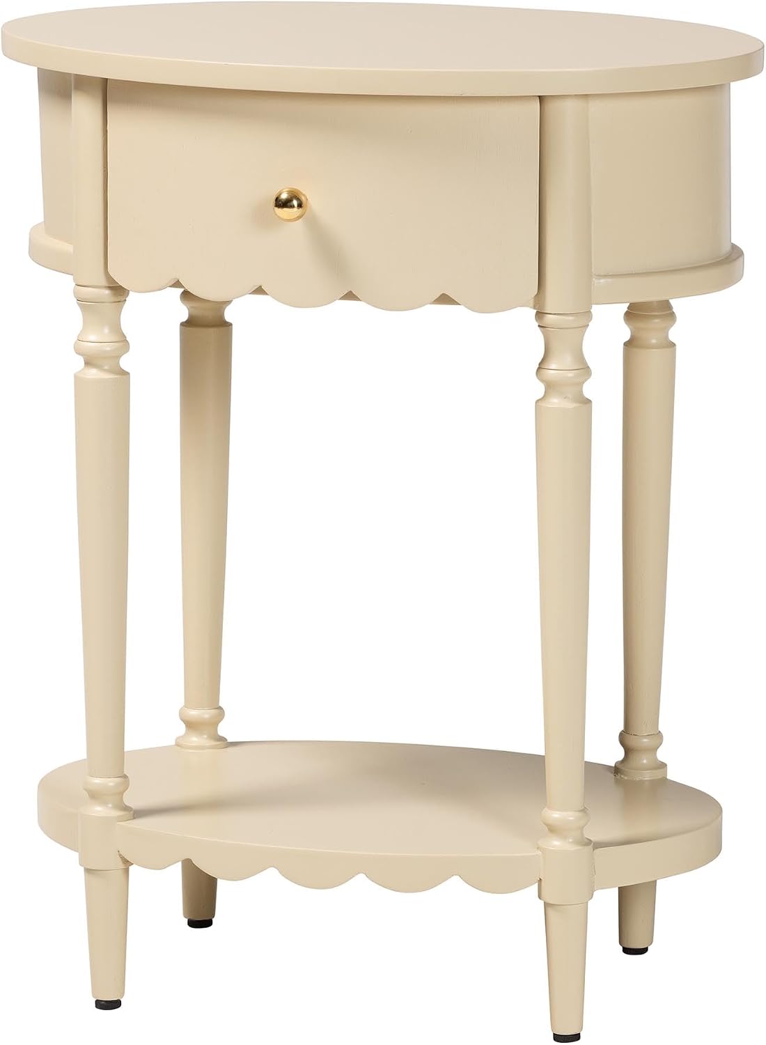 Bali & pari Liba End Table - 1-Drawer Accent Table with Scalloped Detailing and Open Shelf Storage for Hallway, Entryway, and Living Room