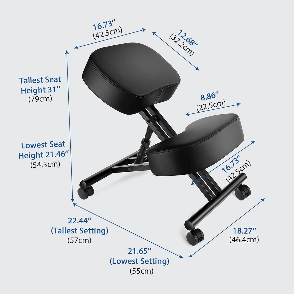 Ergonomic Kneeling Chair, Meditation Chair with Height Adjustable and Cushion for Home and Office, Posture Office Stool with an Angled Seat and Casters