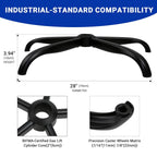 28" Heavy Duty Office Chair Base Replacement Parts for Most Office/Desk Chair - 2400 Lbs Capacity Matte Black Metal Chair Legs with Universal Casters Sockets